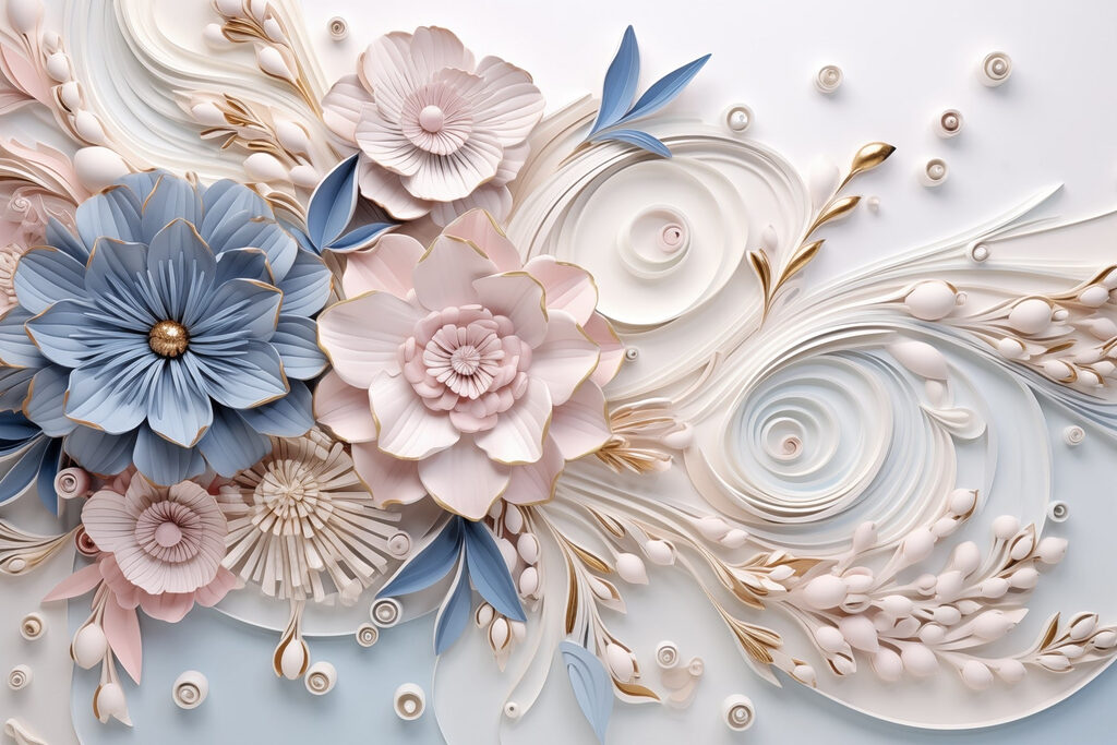 Papierblumen und Blätter Papierblumen und Blätter