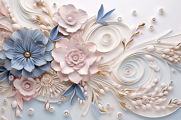 Papierblumen und Blätter Papierblumen und Blätter