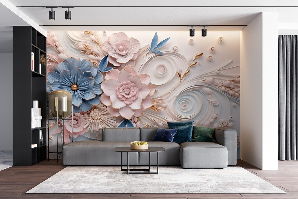 Paper flowers and leaves