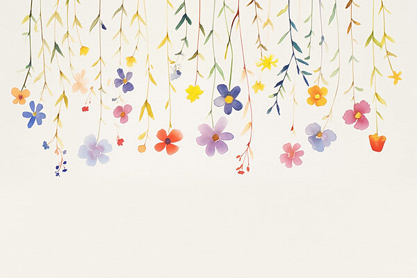 Aquarellmalerei von Blumen und Blättern Aquarellmalerei von Blumen und Blättern