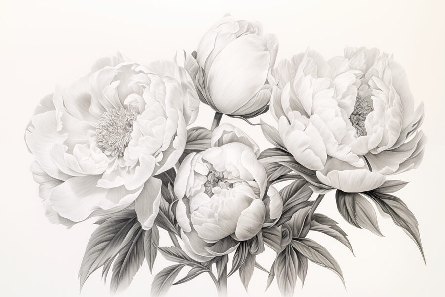 Zeichnung von Blumen auf einem weißen Hintergrund