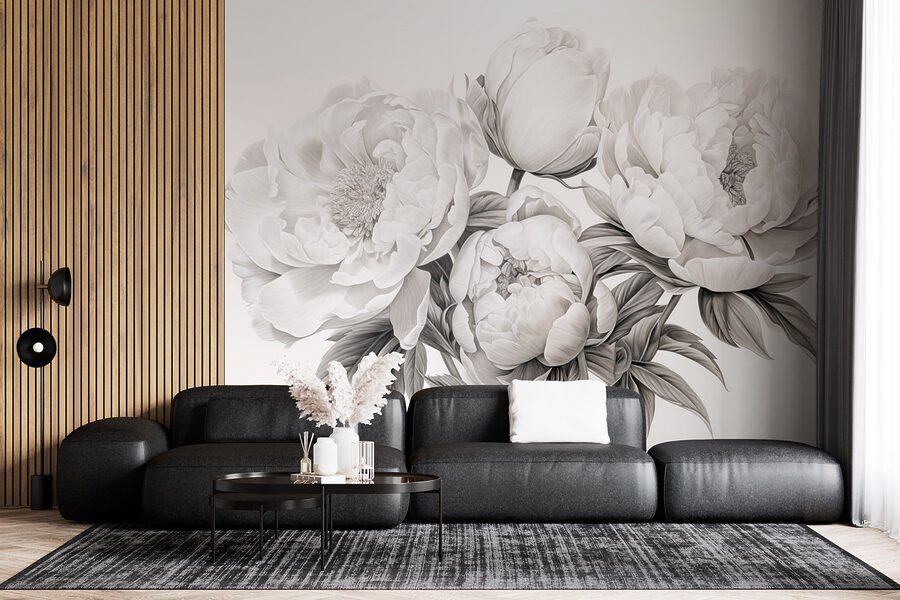 Zeichnung von Blumen auf einem weißen Hintergrund
