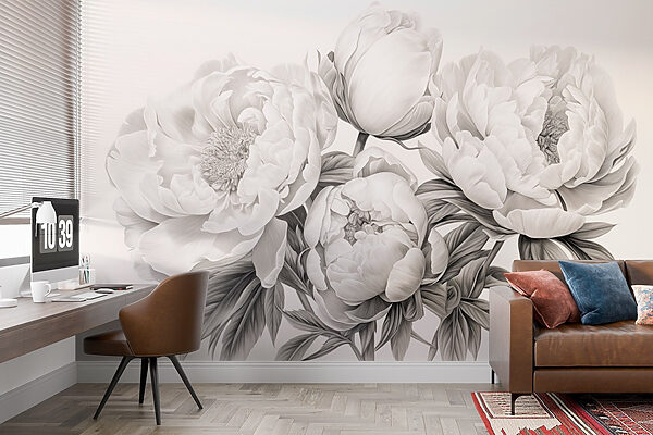 Zeichnung von Blumen auf einem weißen Hintergrund Zeichnung von Blumen auf einem weißen Hintergrund