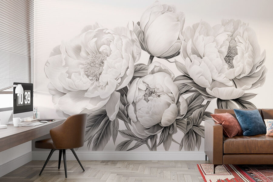 Zeichnung von Blumen auf einem weißen Hintergrund