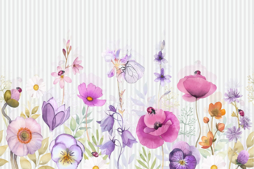 Bunte Blüten und lebhafte Insekten Bunte Blüten und lebhafte Insekten