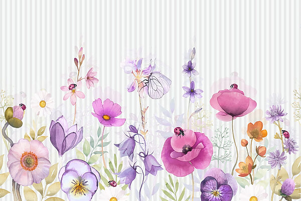 Bunte Blüten und lebhafte Insekten Bunte Blüten und lebhafte Insekten