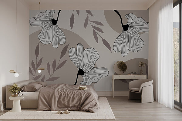 Zartes florales Liniendesign als Kunstwerk Zartes florales Liniendesign als Kunstwerk