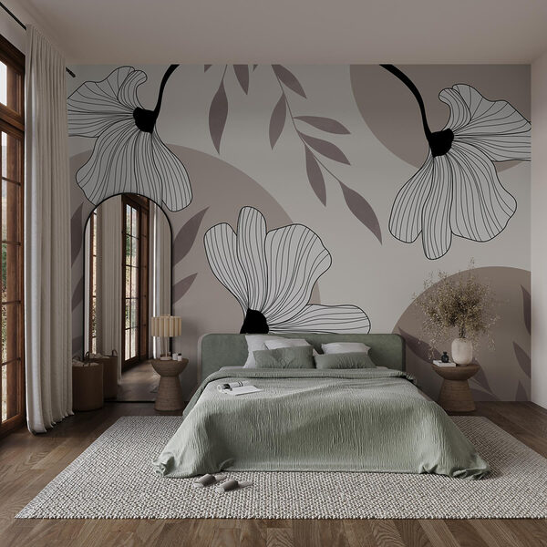 Zartes florales Liniendesign als Kunstwerk Zartes florales Liniendesign als Kunstwerk