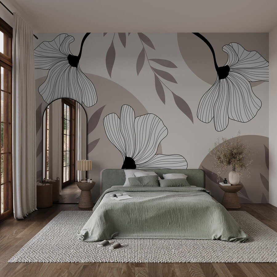 Zartes florales Liniendesign als Kunstwerk Zartes florales Liniendesign als Kunstwerk