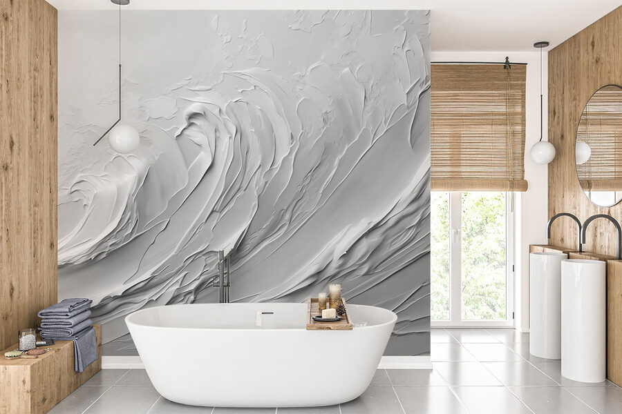 Weiße Wand mit weißen Wellen