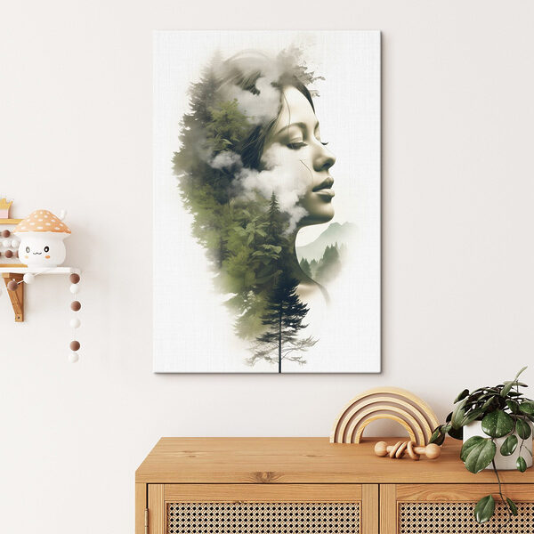 Canvas prints Woman's face with clouds and trees Canvas prints Woman's face with clouds and trees