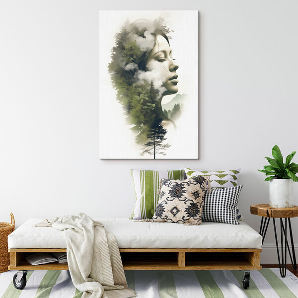 Canvas prints Woman's face with clouds and trees Canvas prints Woman's face with clouds and trees
