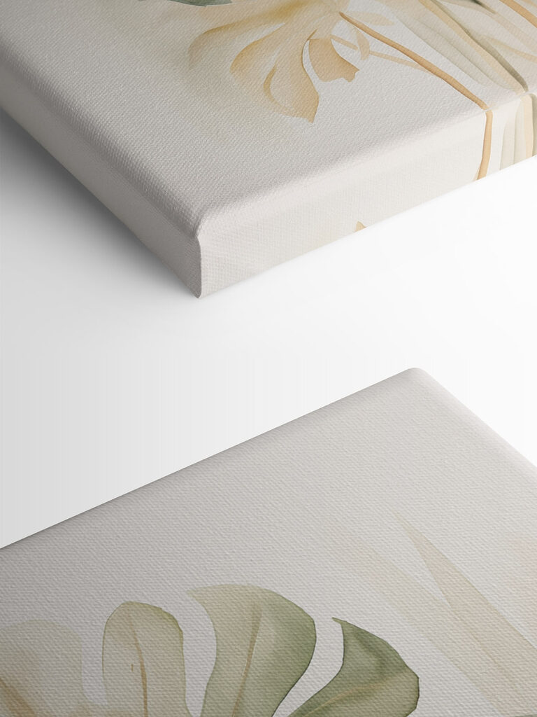 Painting of leaves on a white background