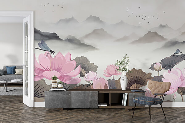 Malerei von Blumen und Wasser Malerei von Blumen und Wasser