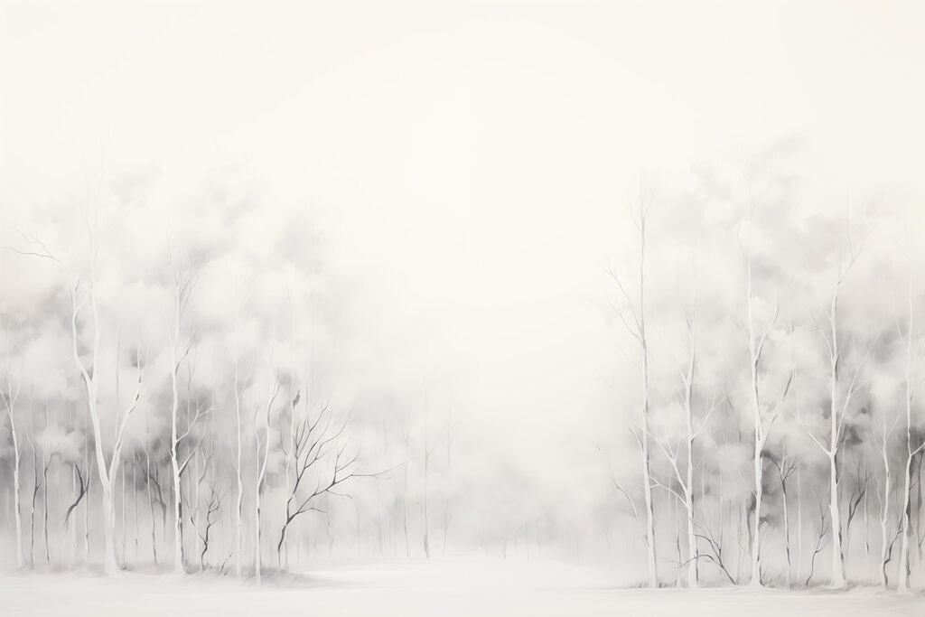Gruppe von Bäumen in einem verschneiten Wald Gruppe von Bäumen in einem verschneiten Wald