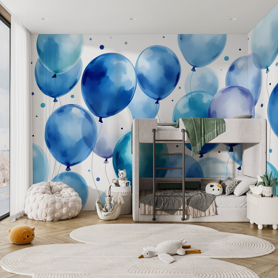 Gruppe von blauen und weißen Luftballons