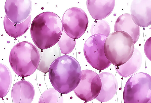 Gruppe von lila und weißen Luftballons Gruppe von lila und weißen Luftballons