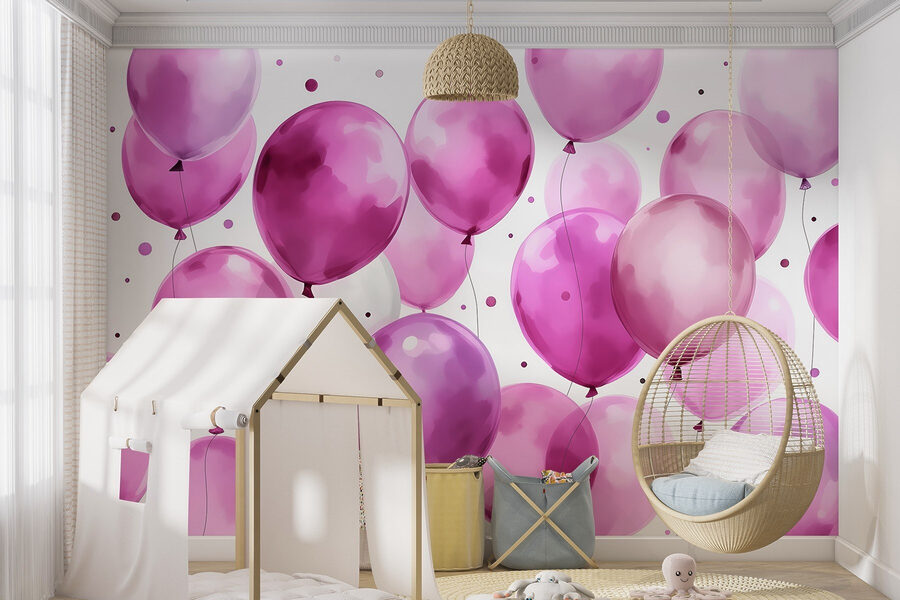 Gruppe von lila und weißen Luftballons