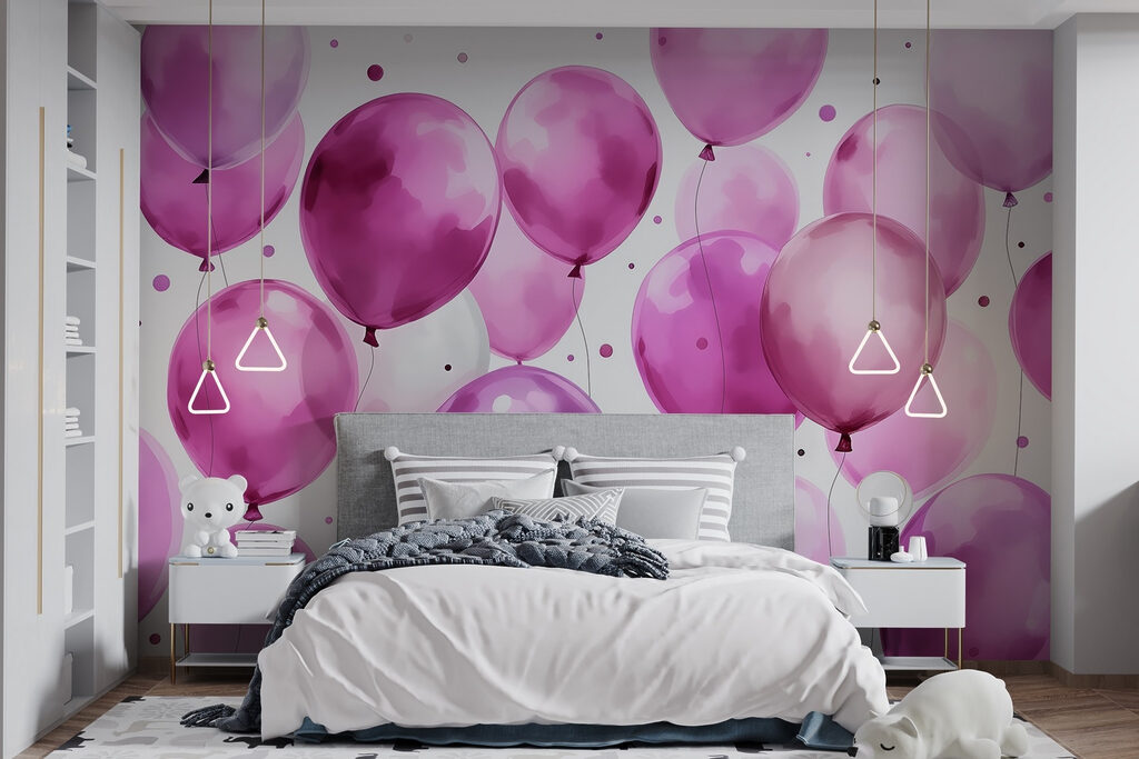Group of purple and white balloons