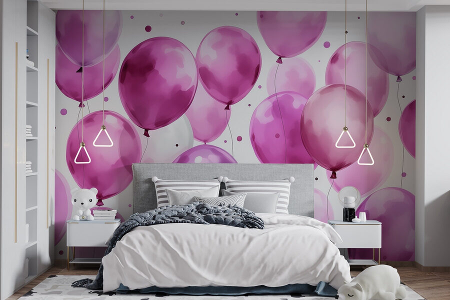 Gruppe von lila und weißen Luftballons