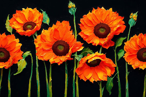 Gruppe von orangefarbenen Blumen Gruppe von orangefarbenen Blumen