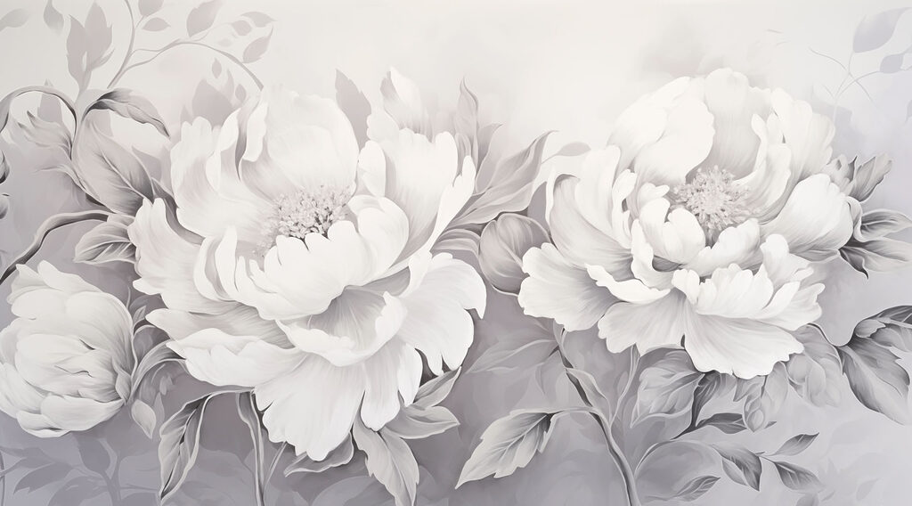 Elegantes weißes Blumenarrangement auf Leinwand Elegantes weißes Blumenarrangement auf Leinwand