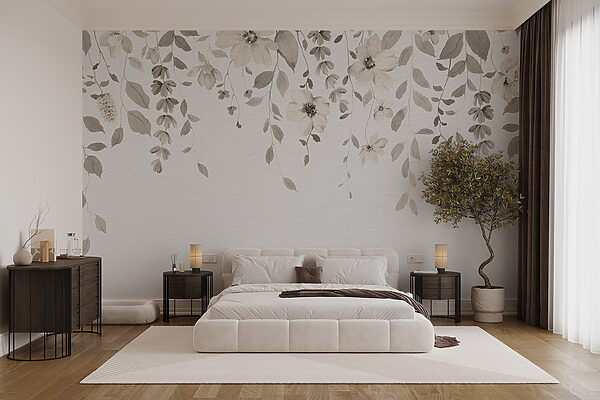 Sanftes botanisches Design auf weißem Hintergrund Sanftes botanisches Design auf weißem Hintergrund