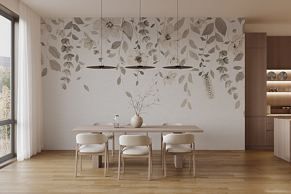 Sanftes botanisches Design auf weißem Hintergrund Sanftes botanisches Design auf weißem Hintergrund