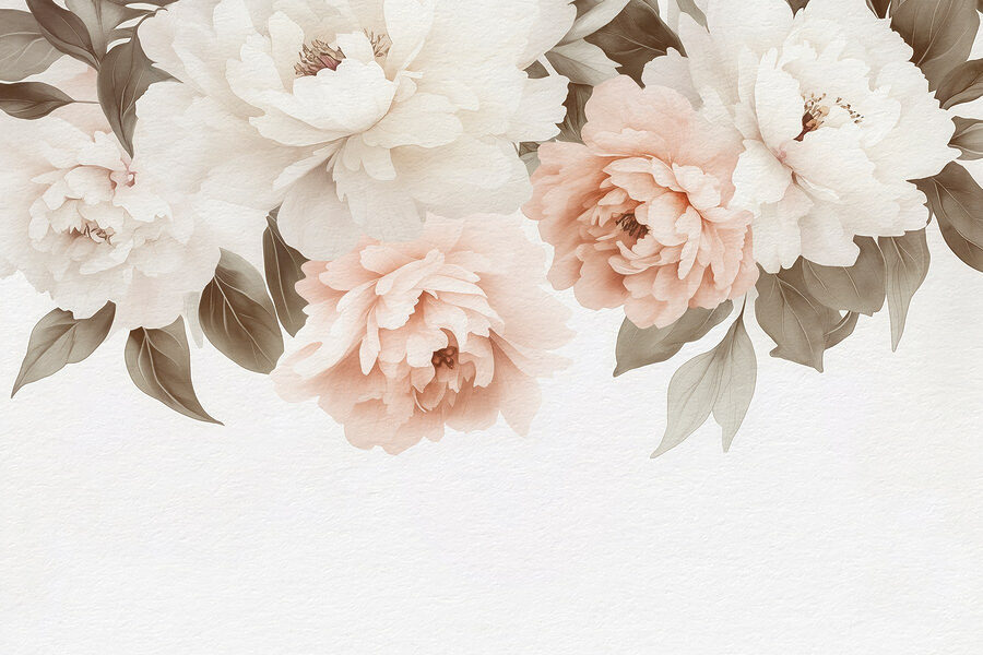 Gruppe von Blumen mit Blättern