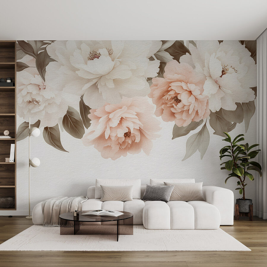 Gruppe von Blumen mit Blättern