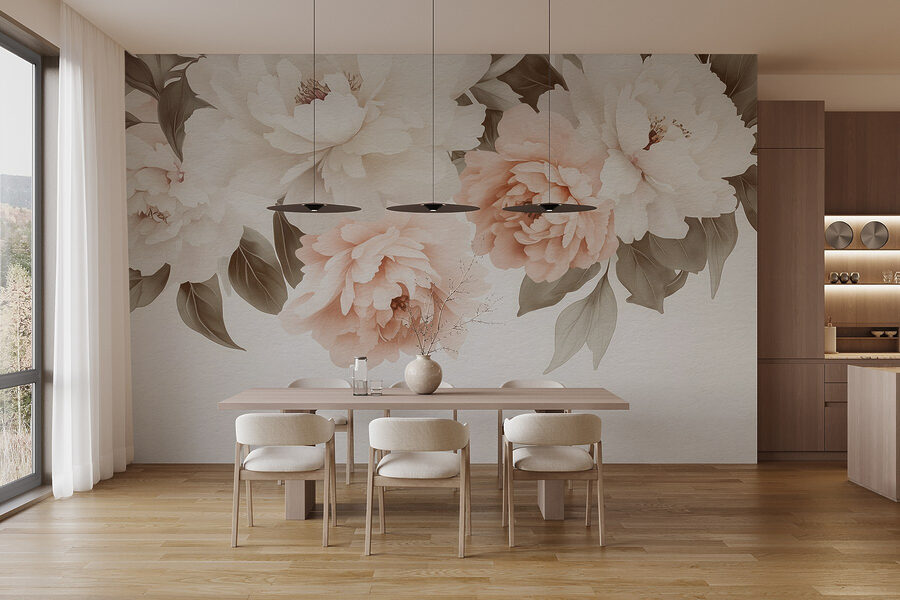 Gruppe von Blumen mit Blättern