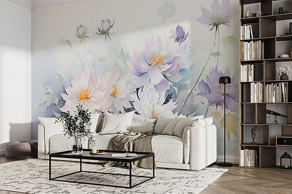 Gemälde von Blumen auf weißem Hintergrund Gemälde von Blumen auf weißem Hintergrund