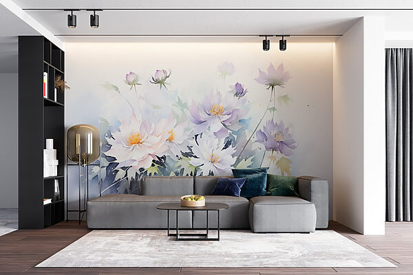 Gemälde von Blumen auf weißem Hintergrund Gemälde von Blumen auf weißem Hintergrund