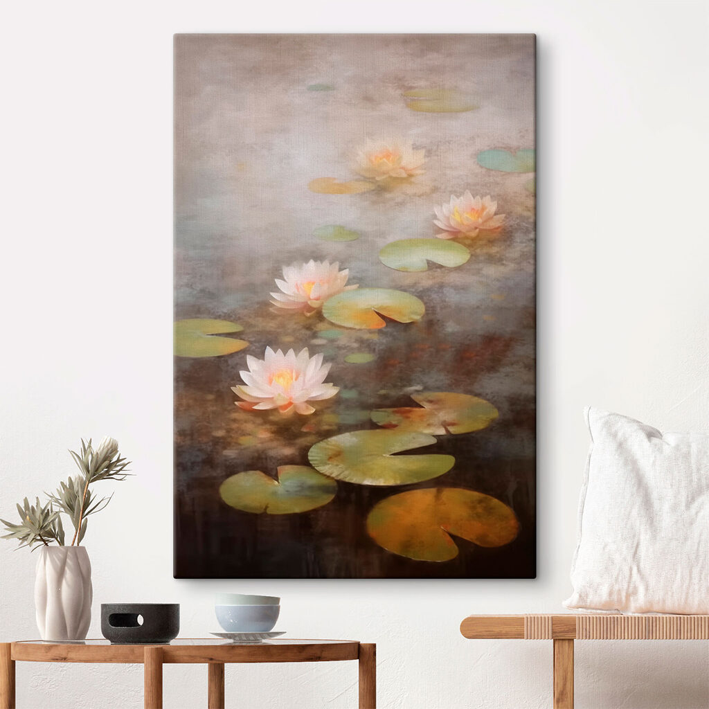 Water lily flowers and lily pads Water lily flowers and lily pads