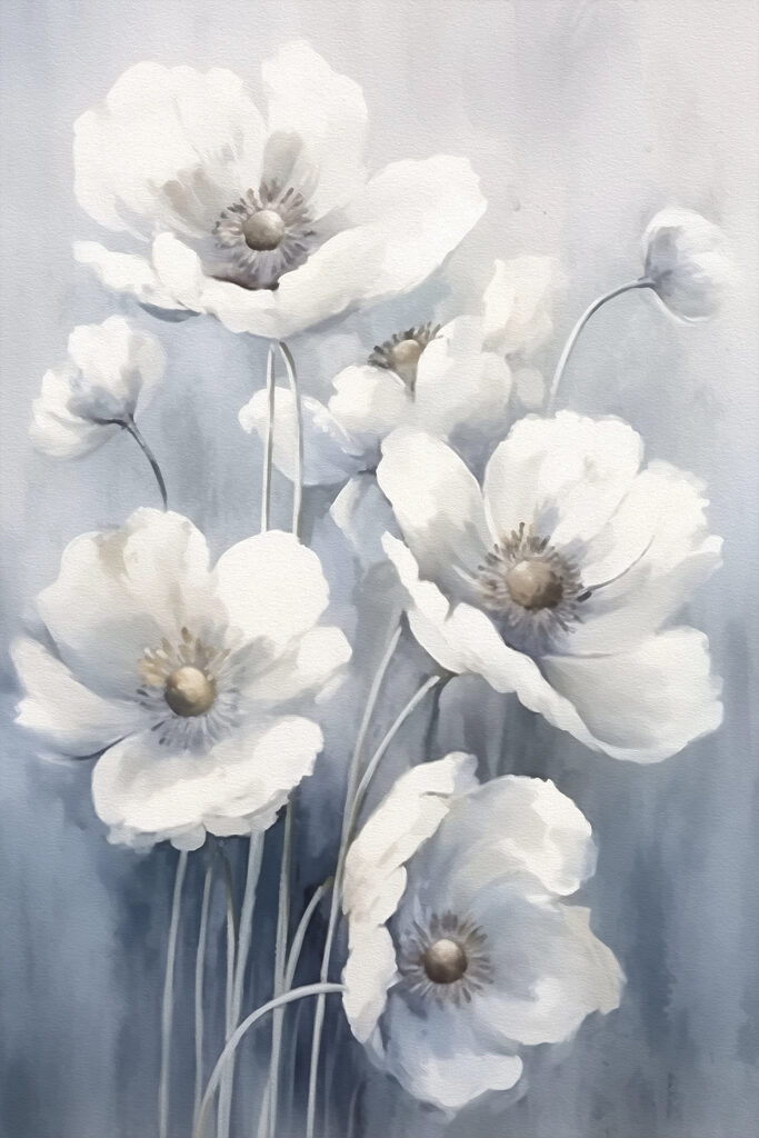 Painting of white flowers Painting of white flowers