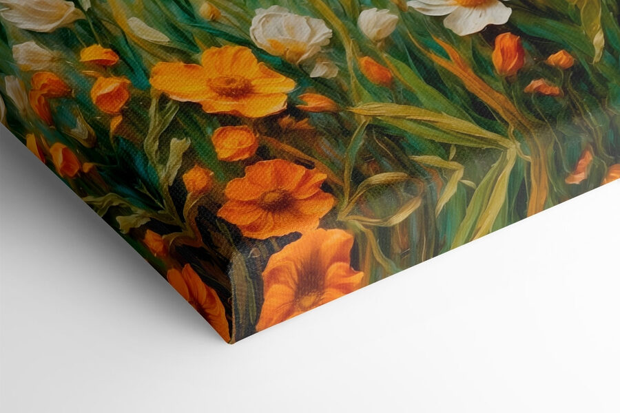 Gemälde von Blumen auf einem Feld Gemälde von Blumen auf einem Feld
