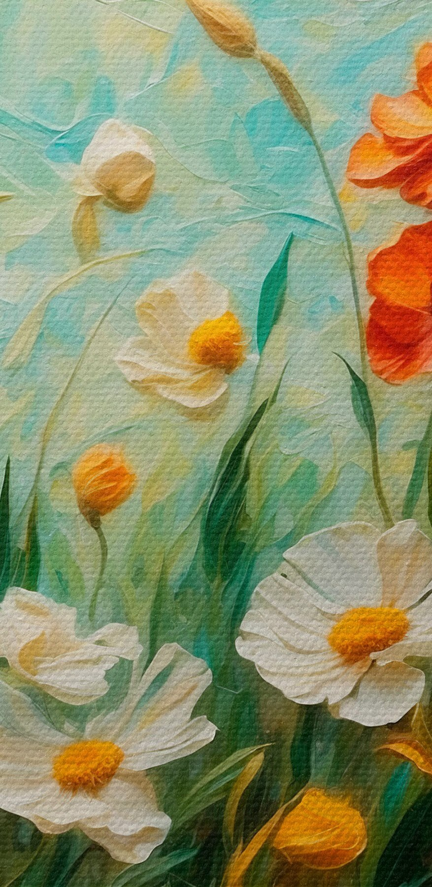 Gemälde von Blumen auf einem Feld Gemälde von Blumen auf einem Feld