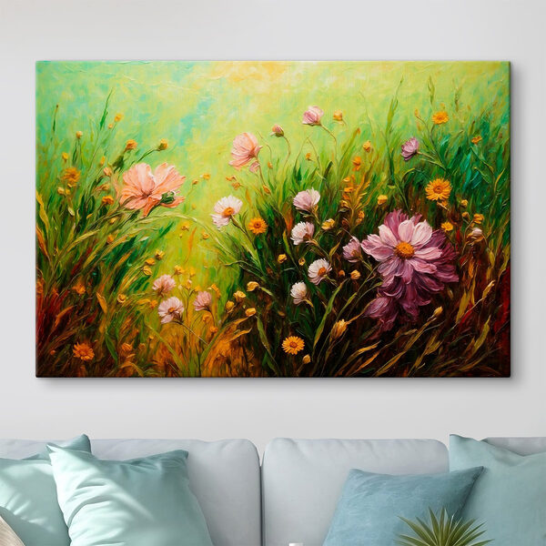 Gemälde von Blumen auf einem Feld Gemälde von Blumen auf einem Feld