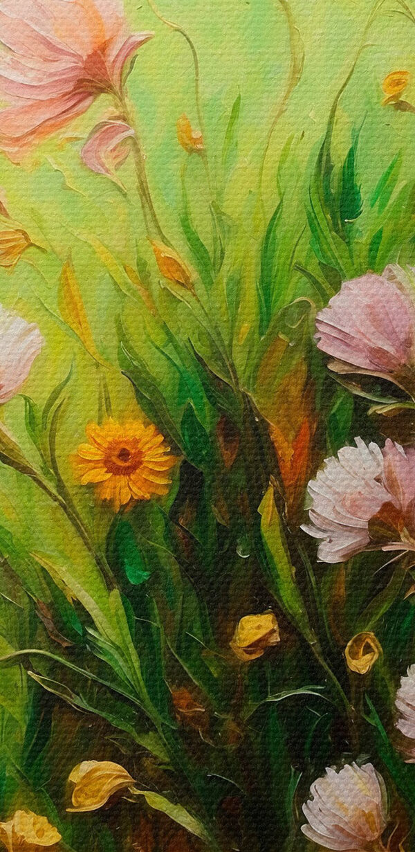 Gemälde von Blumen auf einem Feld Gemälde von Blumen auf einem Feld