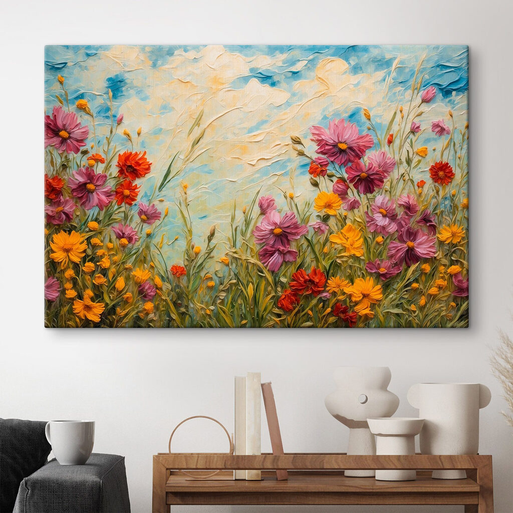 Painting of flowers and grass
