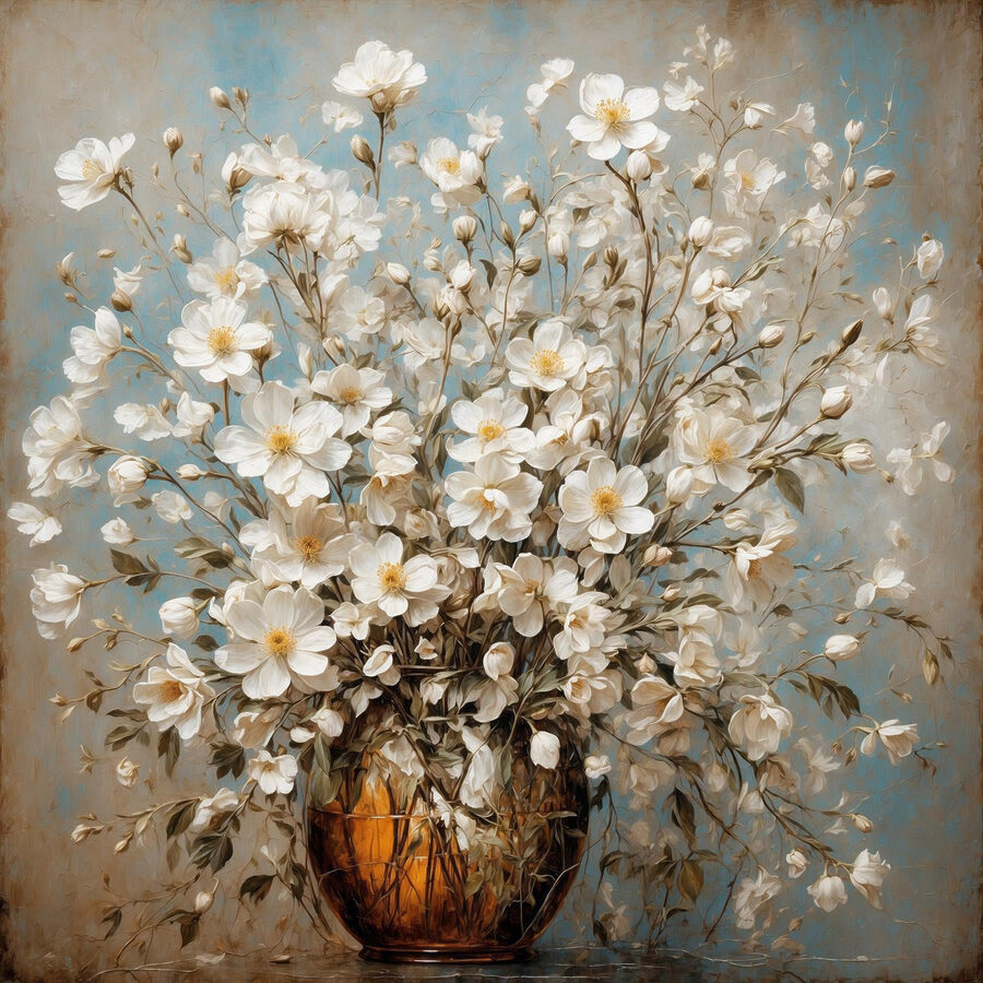 Vase mit weißen Blumen