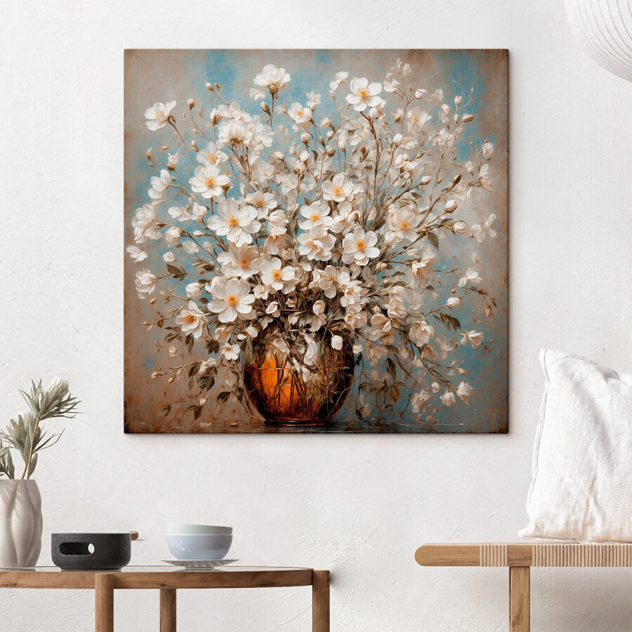 Vase mit weißen Blumen