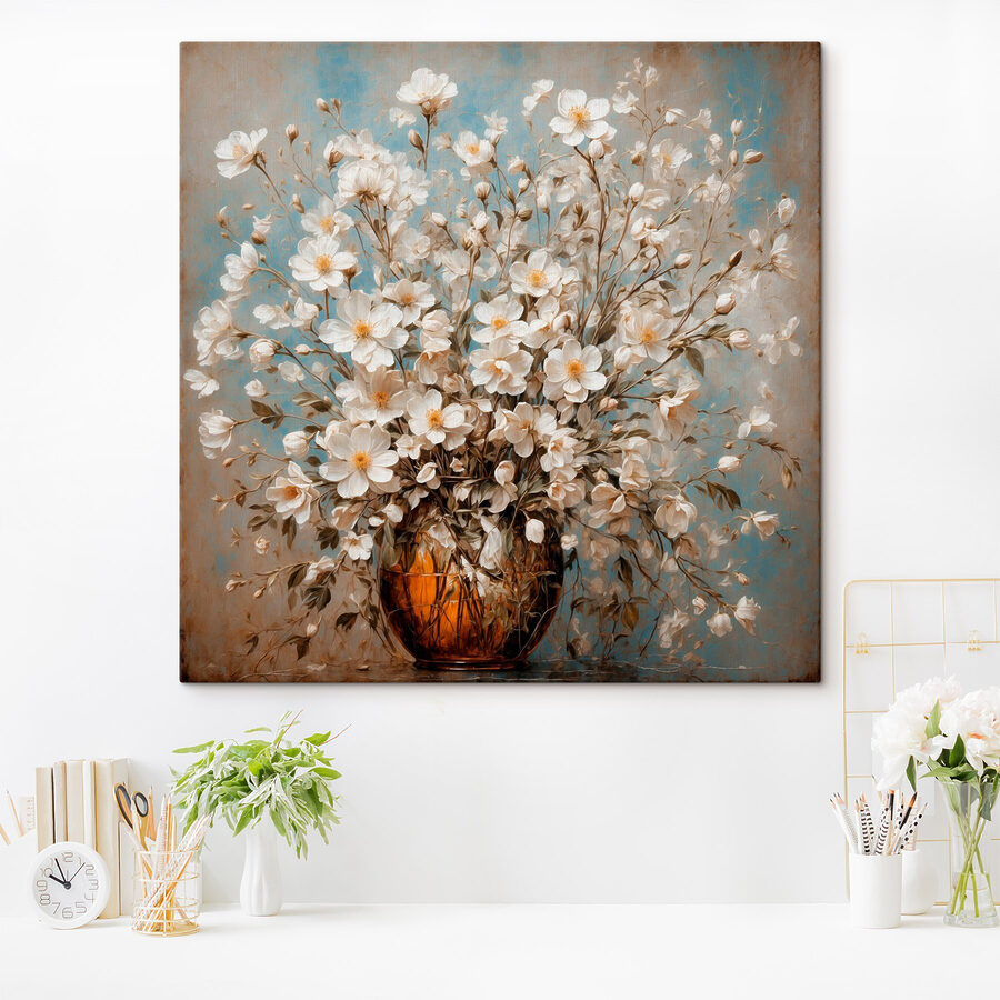 Vase mit weißen Blumen