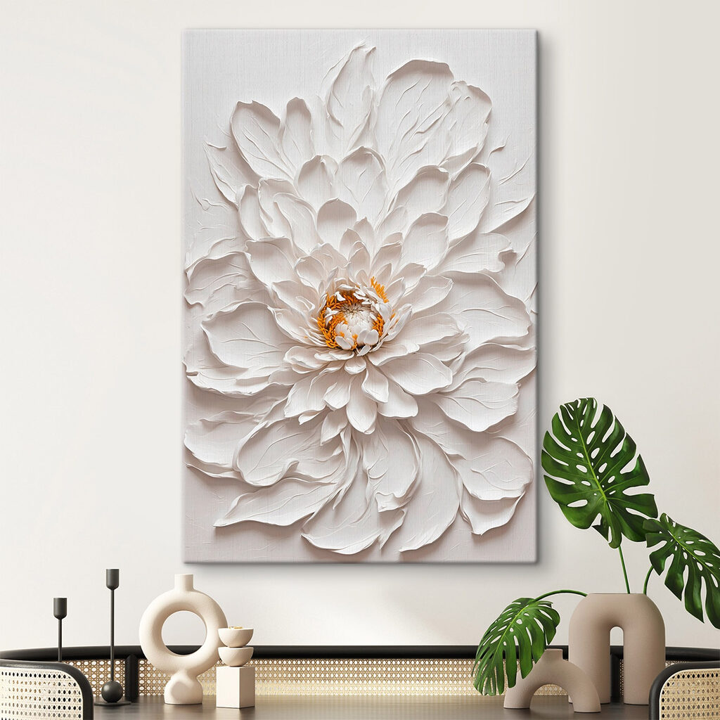 White flower with yellow center