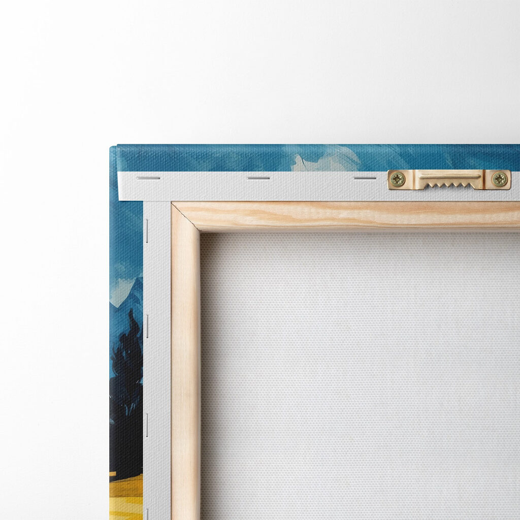 Yellow field with mountains in the background Yellow field with mountains in the background