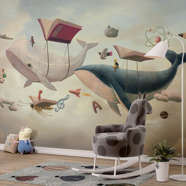 Wale und Wale mit Büchern und ein Buch über sie Wale und Wale mit Büchern und ein Buch über sie