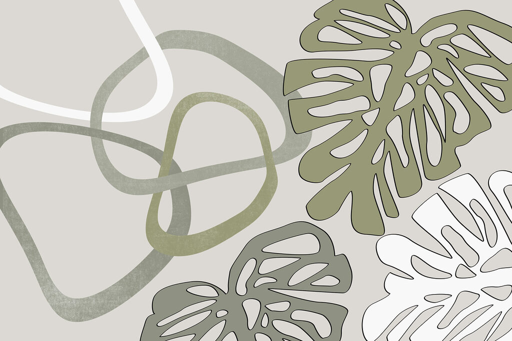 Abstract shapes with botanical elements
