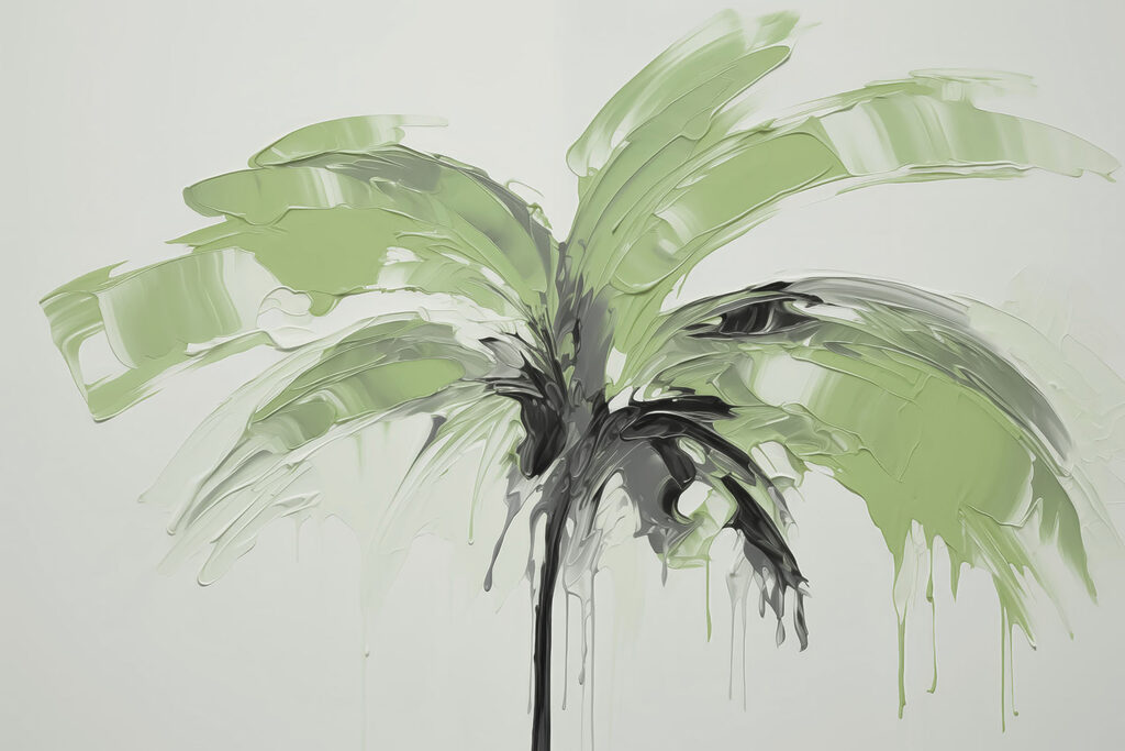 Mit grüner Farbe bemalte Palme Mit grüner Farbe bemalte Palme