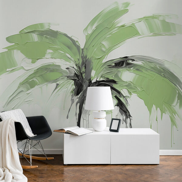 Mit grüner Farbe bemalte Palme Mit grüner Farbe bemalte Palme