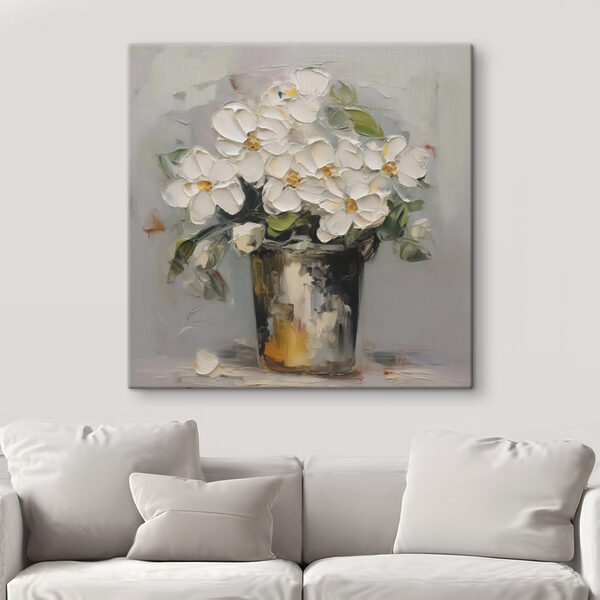 Painting of flowers in a bucket
